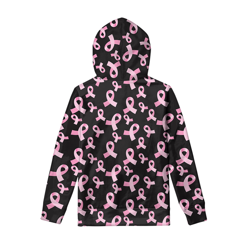Pink Breast Cancer Ribbon Pattern Print Pullover Hoodie
