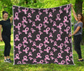 Pink Breast Cancer Ribbon Pattern Print Quilt
