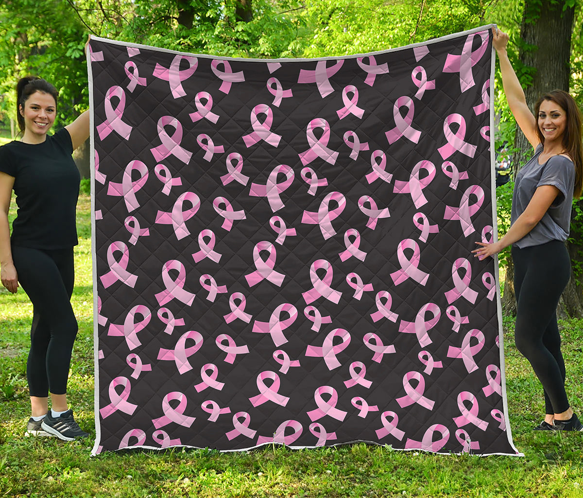 Pink Breast Cancer Ribbon Pattern Print Quilt
