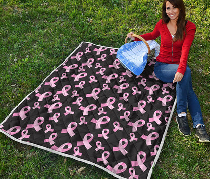 Pink Breast Cancer Ribbon Pattern Print Quilt