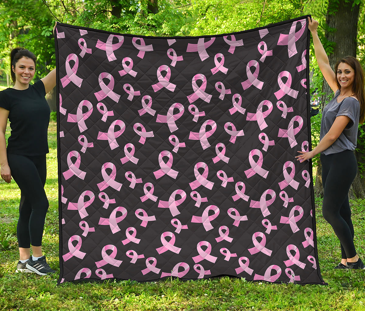 Pink Breast Cancer Ribbon Pattern Print Quilt