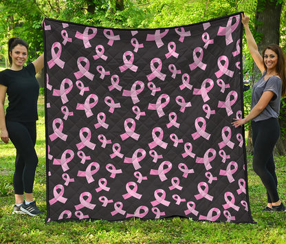 Pink Breast Cancer Ribbon Pattern Print Quilt