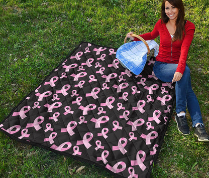 Pink Breast Cancer Ribbon Pattern Print Quilt