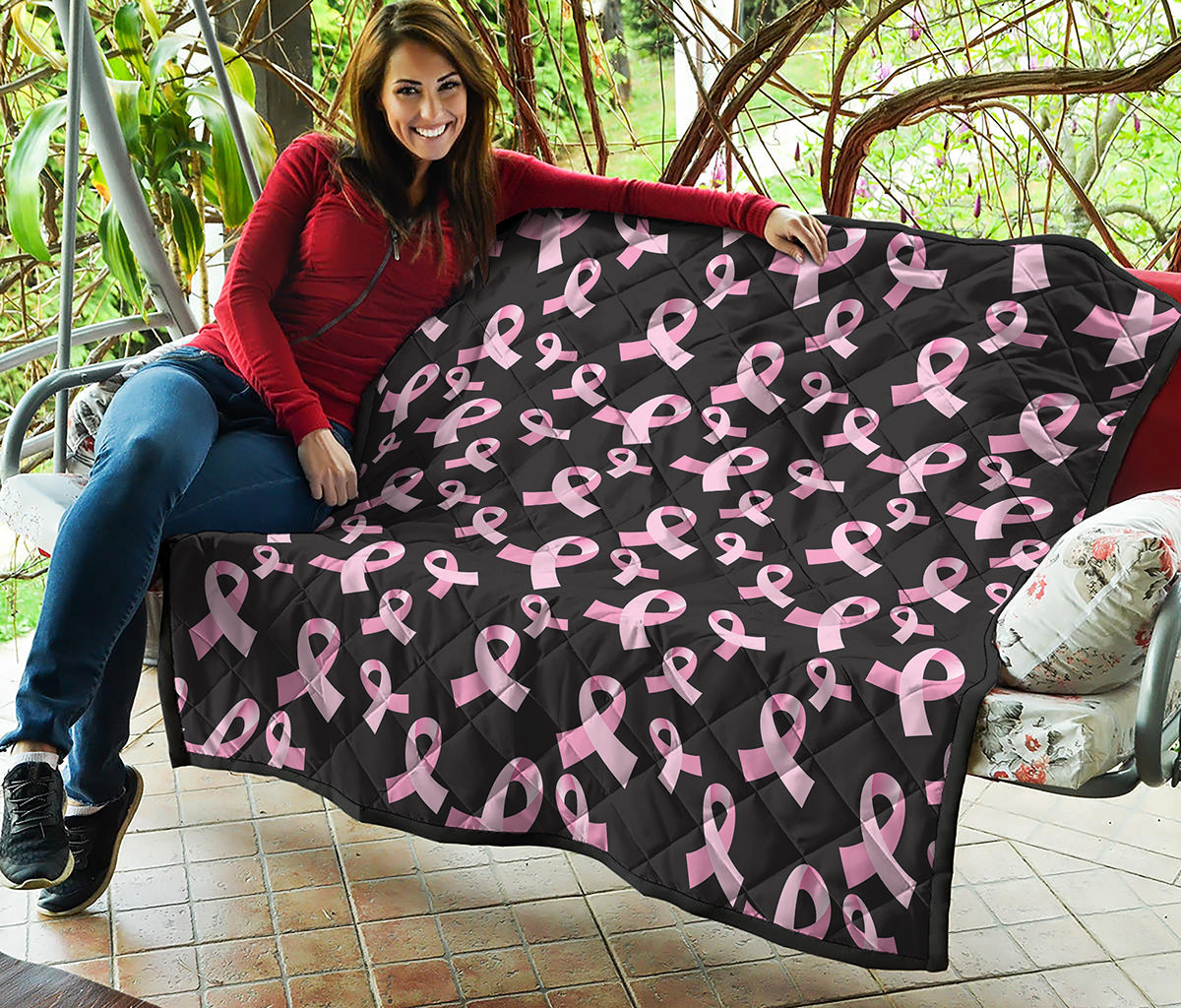 Pink Breast Cancer Ribbon Pattern Print Quilt