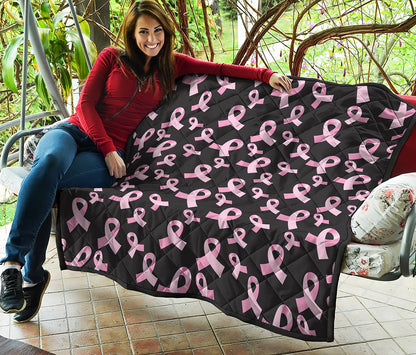 Pink Breast Cancer Ribbon Pattern Print Quilt