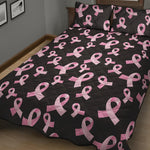 Pink Breast Cancer Ribbon Pattern Print Quilt Bed Set
