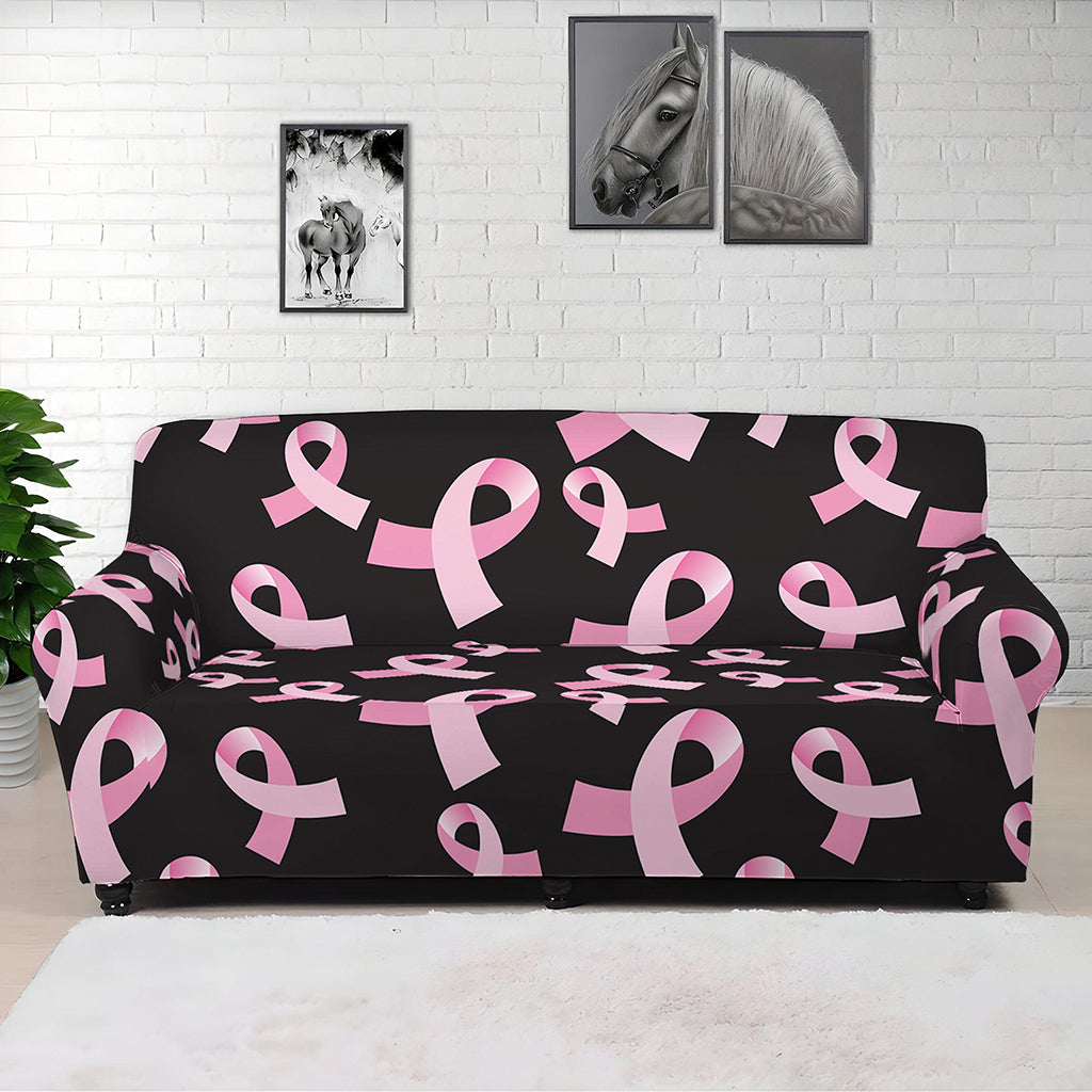 Pink Breast Cancer Ribbon Pattern Print Sofa Cover