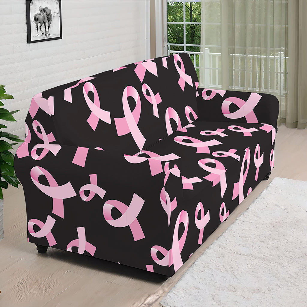Pink Breast Cancer Ribbon Pattern Print Sofa Cover