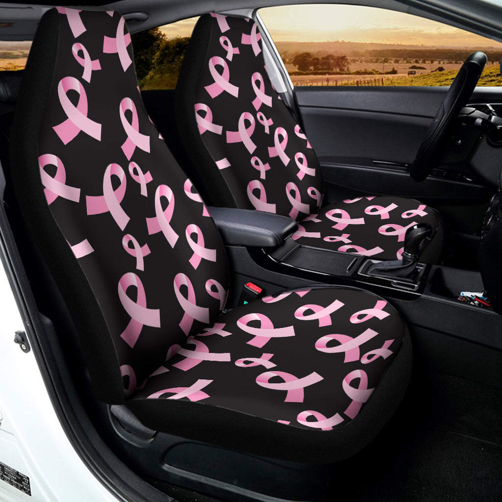 Pink Breast Cancer Ribbon Pattern Print Universal Fit Car Seat Covers