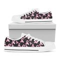 Pink Breast Cancer Ribbon Pattern Print White Low Top Sneakers