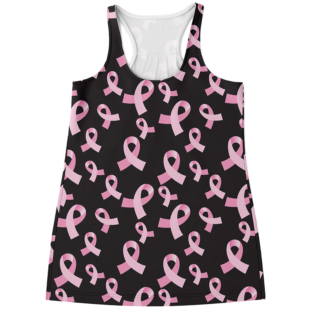 Pink Breast Cancer Ribbon Pattern Print Women's Racerback Tank Top
