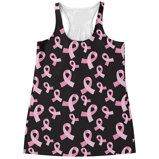 Pink Breast Cancer Ribbon Pattern Print Women's Racerback Tank Top