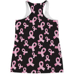 Pink Breast Cancer Ribbon Pattern Print Women's Racerback Tank Top
