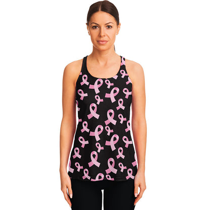 Pink Breast Cancer Ribbon Pattern Print Women's Racerback Tank Top
