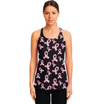 Pink Breast Cancer Ribbon Pattern Print Women's Racerback Tank Top