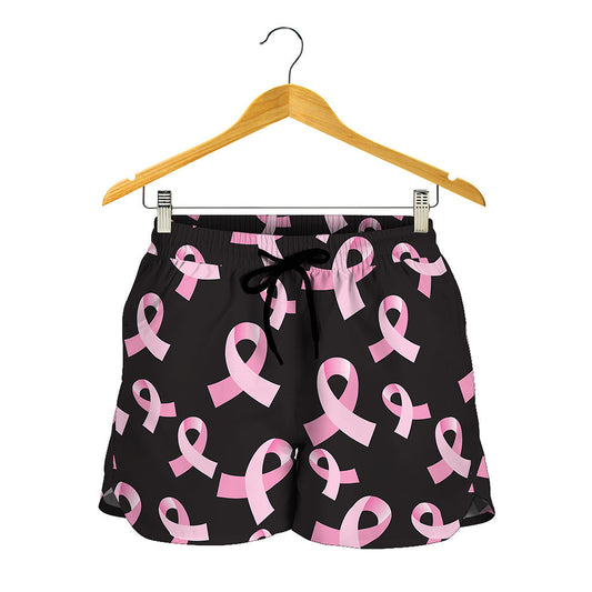 Pink Breast Cancer Ribbon Pattern Print Women's Shorts