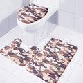 Pink Brown Camouflage Print 3 Piece Bath Mat Set