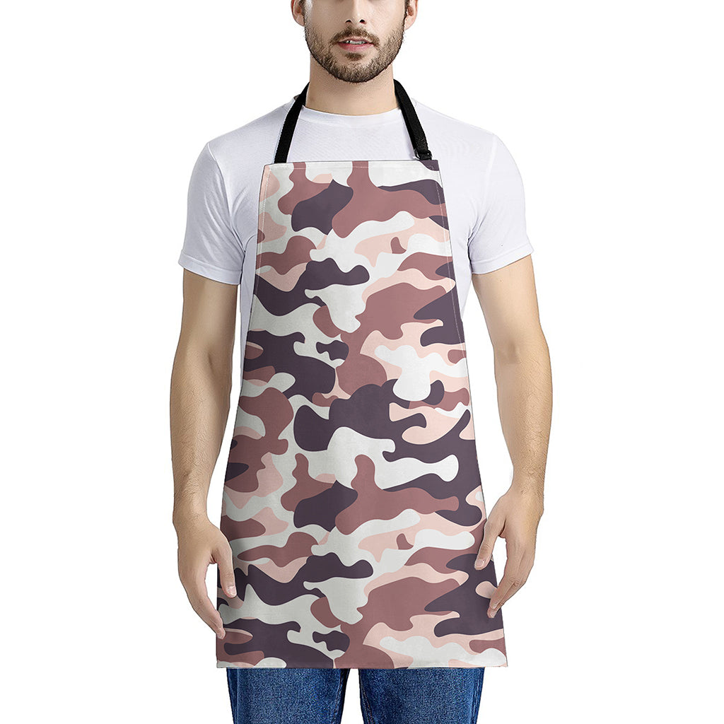 Pink Brown Camouflage Print Apron