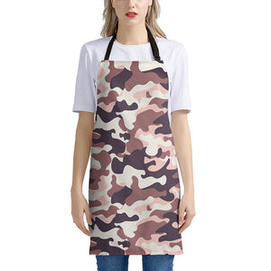 Pink Brown Camouflage Print Apron