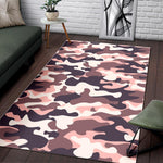 Pink Brown Camouflage Print Area Rug GearFrost