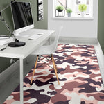 Pink Brown Camouflage Print Area Rug GearFrost