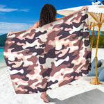 Pink Brown Camouflage Print Beach Sarong Wrap