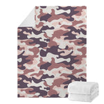 Pink Brown Camouflage Print Blanket