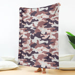 Pink Brown Camouflage Print Blanket