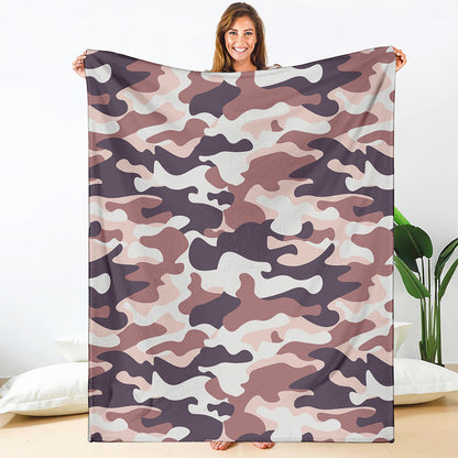 Pink Brown Camouflage Print Blanket