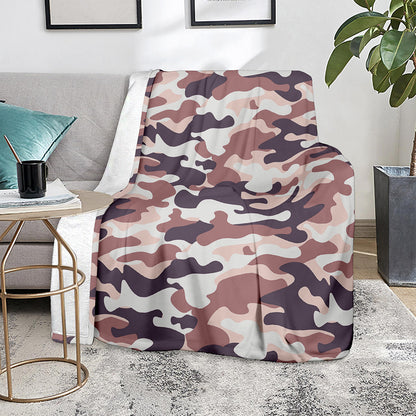 Pink Brown Camouflage Print Blanket