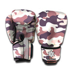 Pink Brown Camouflage Print Boxing Gloves