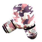 Pink Brown Camouflage Print Boxing Gloves