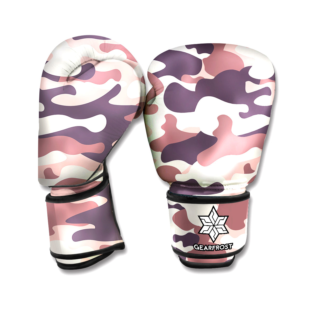 Pink Brown Camouflage Print Boxing Gloves