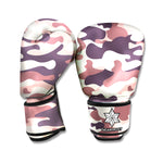Pink Brown Camouflage Print Boxing Gloves
