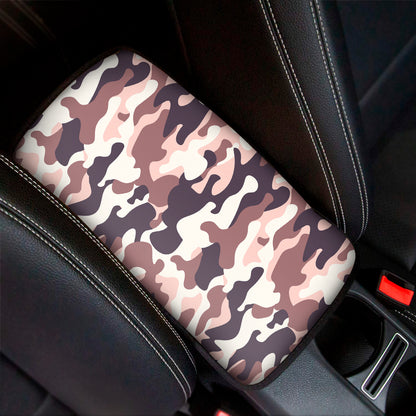 Pink Brown Camouflage Print Car Center Console Cover