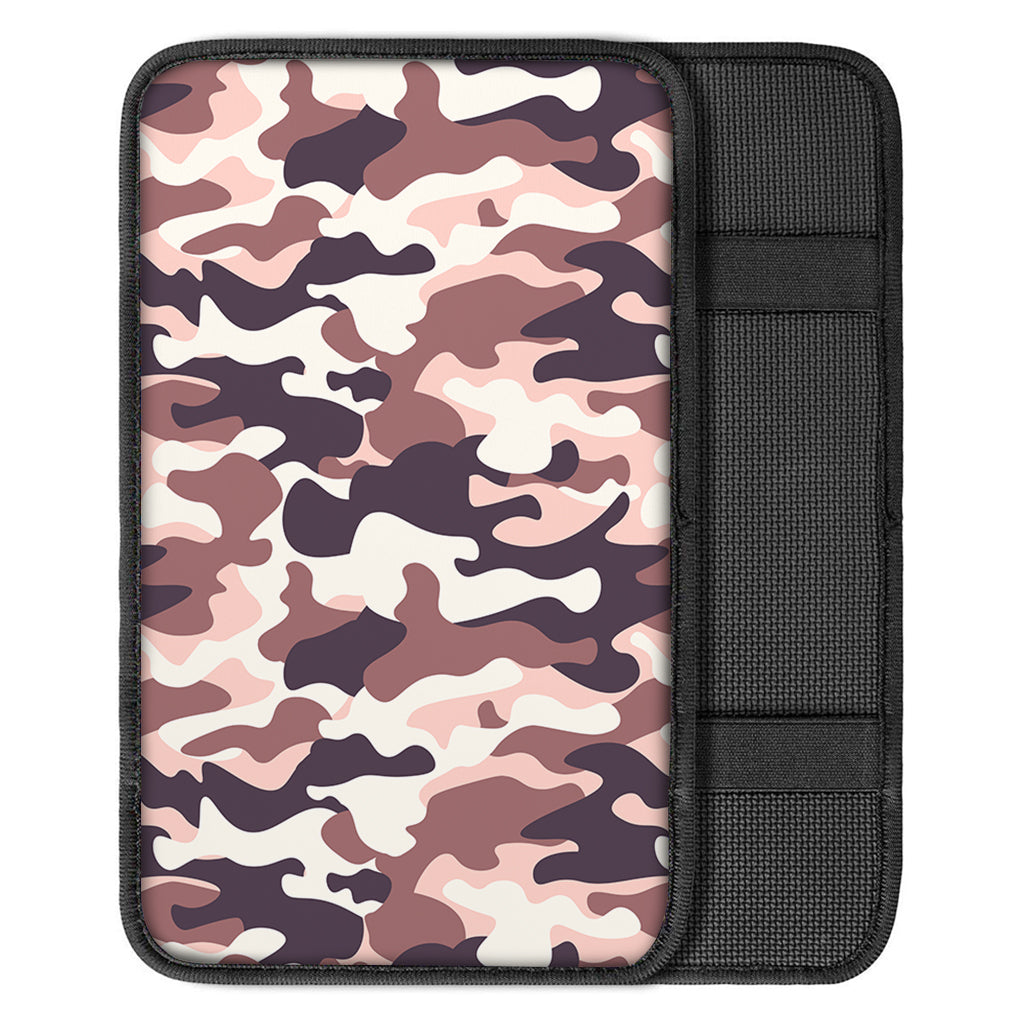 Pink Brown Camouflage Print Car Center Console Cover