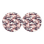 Pink Brown Camouflage Print Car Coasters