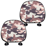 Pink Brown Camouflage Print Car Headrest Covers