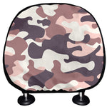 Pink Brown Camouflage Print Car Headrest Covers
