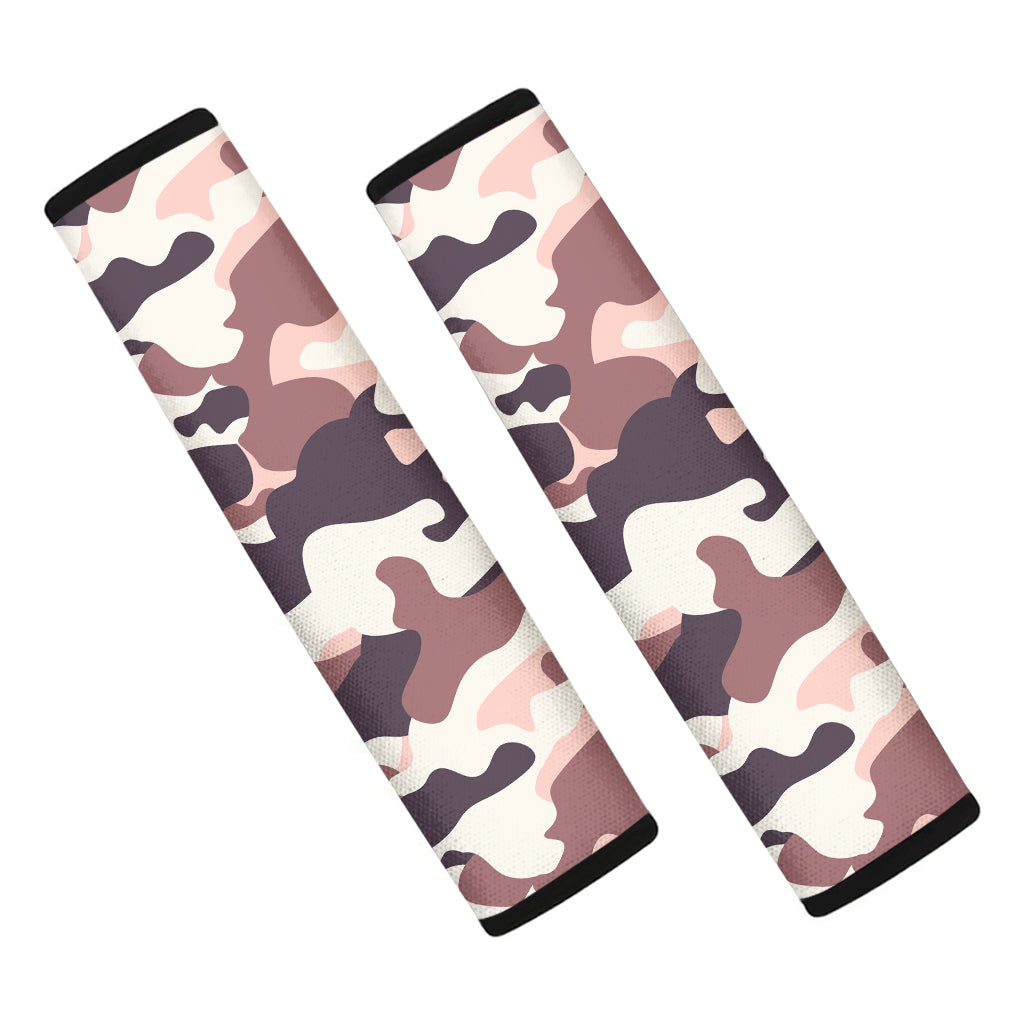 Pink Brown Camouflage Print Car Seat Belt Covers