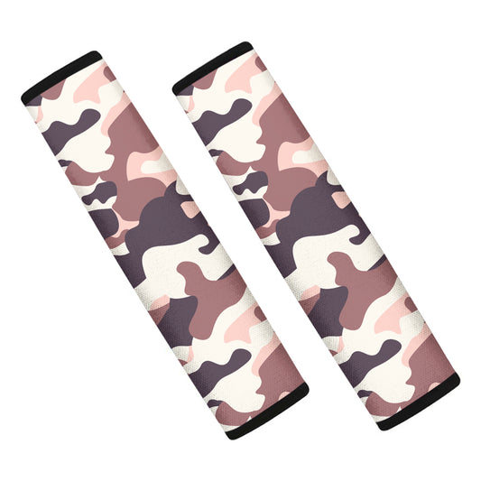 Pink Brown Camouflage Print Car Seat Belt Covers