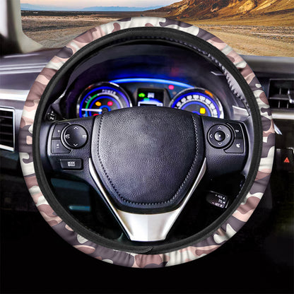 Pink Brown Camouflage Print Car Steering Wheel Cover