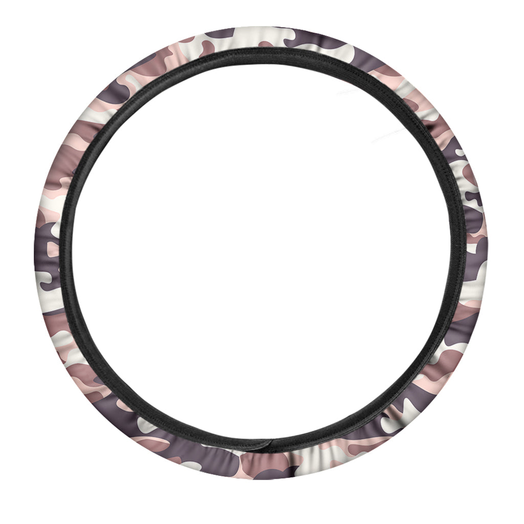 Pink Brown Camouflage Print Car Steering Wheel Cover