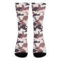 Pink Brown Camouflage Print Crew Socks