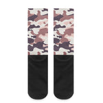Pink Brown Camouflage Print Crew Socks