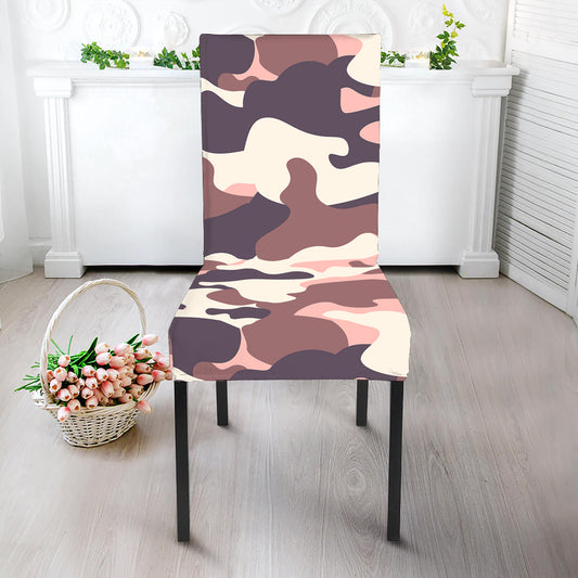 Pink Brown Camouflage Print Dining Chair Slipcover
