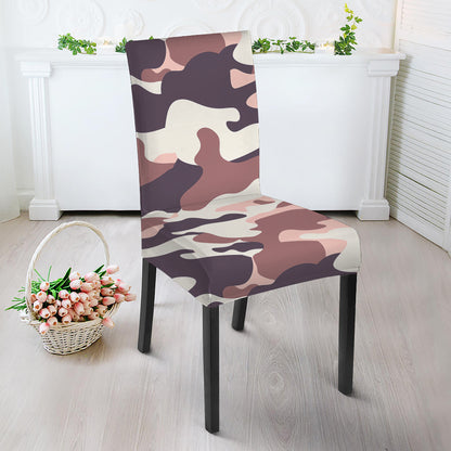 Pink Brown Camouflage Print Dining Chair Slipcover