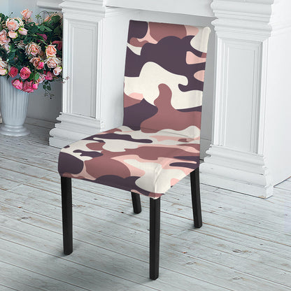 Pink Brown Camouflage Print Dining Chair Slipcover