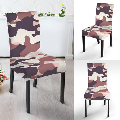 Pink Brown Camouflage Print Dining Chair Slipcover