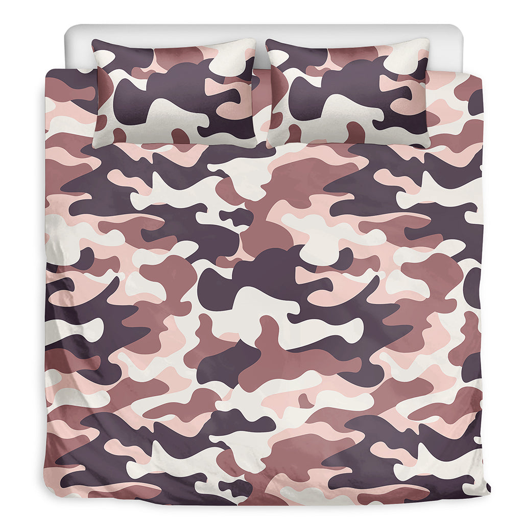 Pink Brown Camouflage Print Duvet Cover Bedding Set